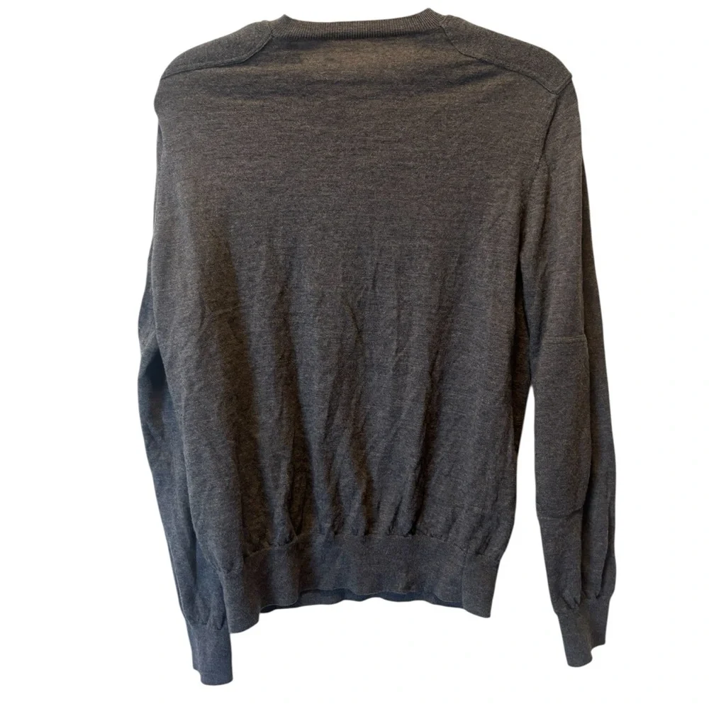 Vince | Gray Wool Elbow Patch V-neck Sweater Sz L